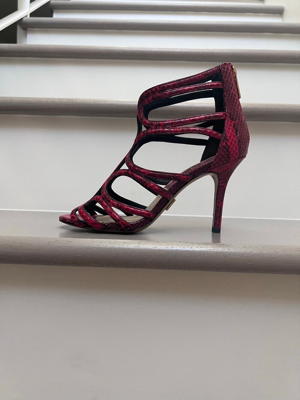 Snakeskin Animal Print Red Heeled Sandals